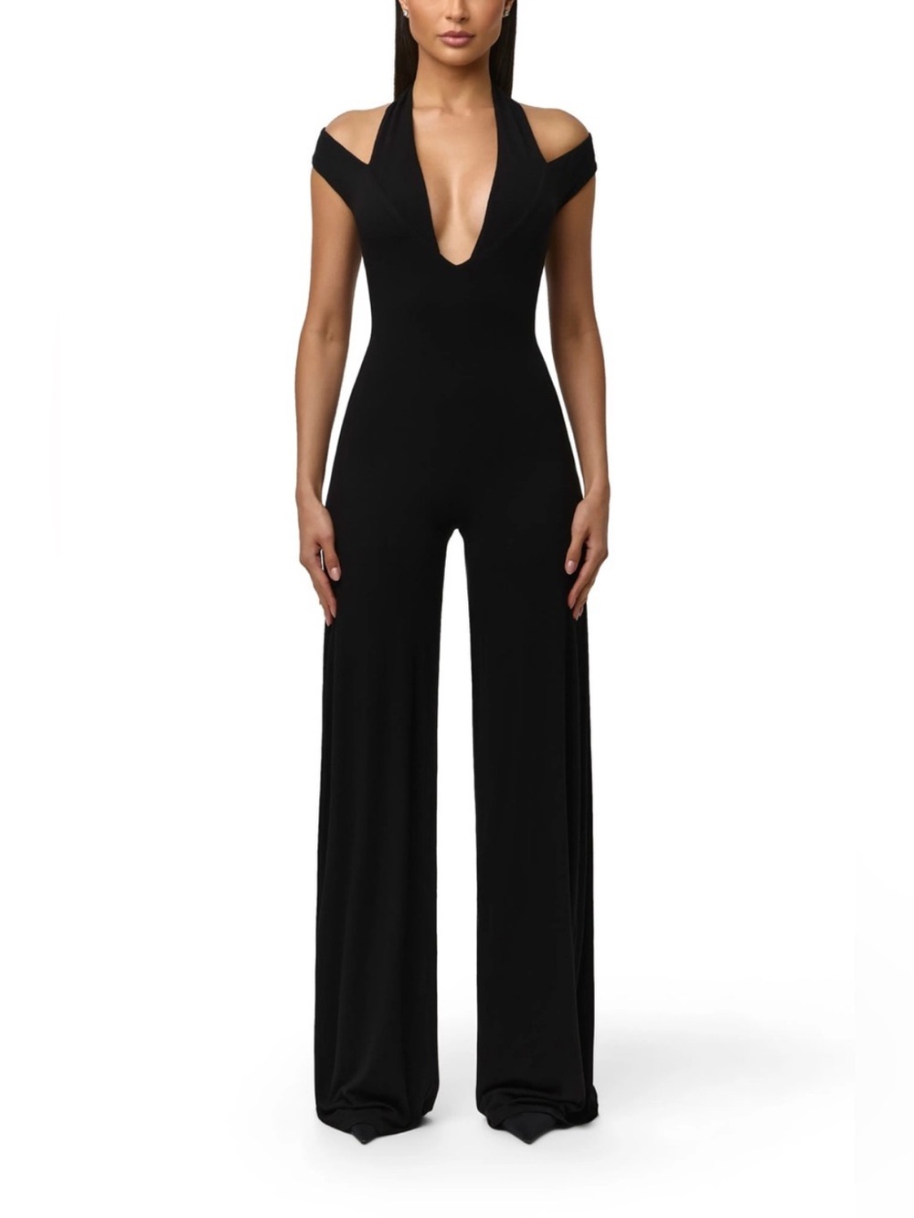 Naked Wardrobe Smooth Wide Leg Jumpsuit Black - Picture 2 of 7